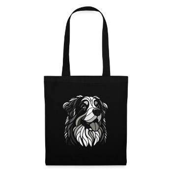 Tête de chien bouvier bernois noir et blanc - Sac en tissu - noir - Devant