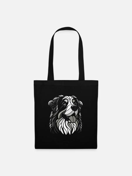 Berner Sennenhund Kopf Schwarz-Weiß - Stoffbeutel - Schwarz