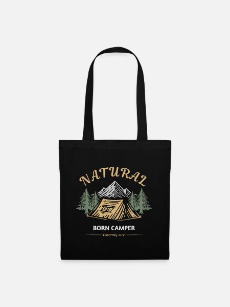 Campeur né Vie de camping - Sac en tissu - noir