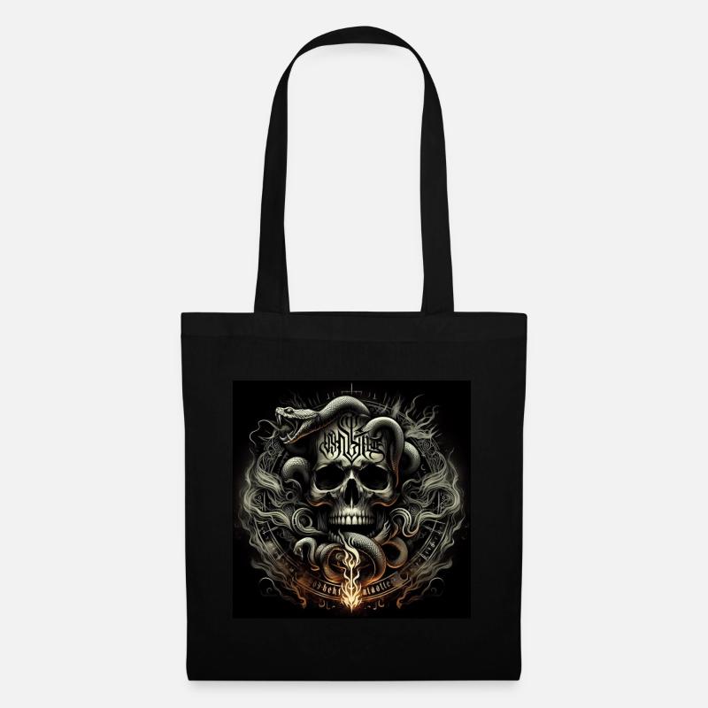Totenkopf und Schlangen - Stoffbeutel - Schwarz