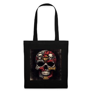 Crâne en métal lourd - Sac en tissu - noir - Devant