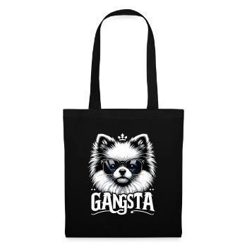 Kleinspitz Spitz Gangsta Gangster Hund Geschenk - Stoffbeutel - Schwarz - Vorne