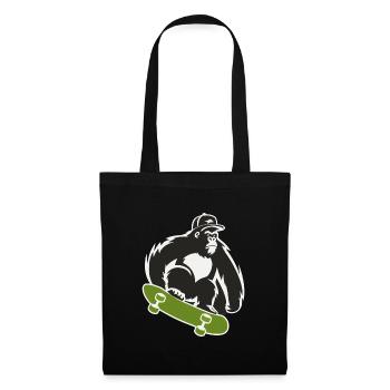 Skateboard Skateboarder Skater Gorilla Affe Tier - Stoffbeutel - Schwarz - Vorne