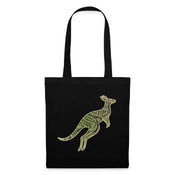 kangourou motifs aborigènes, tribal - Sac en tissu - noir - Devant
