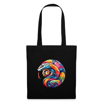 Farbenreiche Spirale Schlange - Stoffbeutel - Schwarz - Vorne