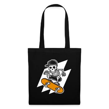 Skeleton Skull Skater Skateboarder Skateboarder - Tote Bag - black - Front