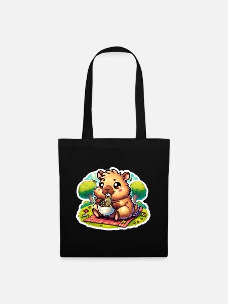 Capybara Ramen Kawaii Anime - Stoffbeutel - Schwarz