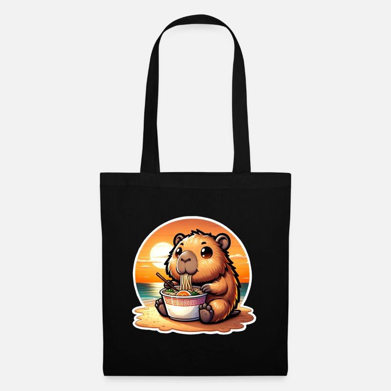 Capybara Ramen Kawaii Anime - Stoffbeutel - Schwarz