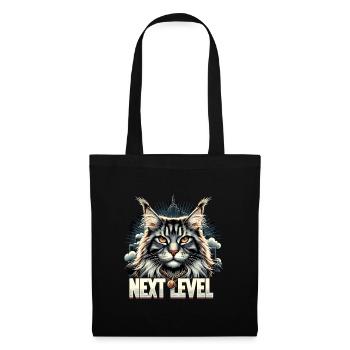 Maine Coon Katze Next Level Geschenk - Stoffbeutel - Schwarz - Vorne