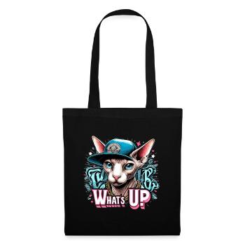 Sphynx Katze cool Was geht ab Hip Hop Geschenk - Stoffbeutel - Schwarz - Vorne