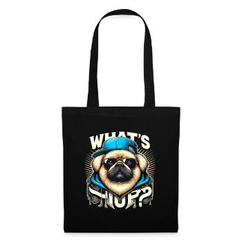 Pekingese Was geht ab Löwenhund Hund Geschenk - Stoffbeutel - Schwarz - Vorne