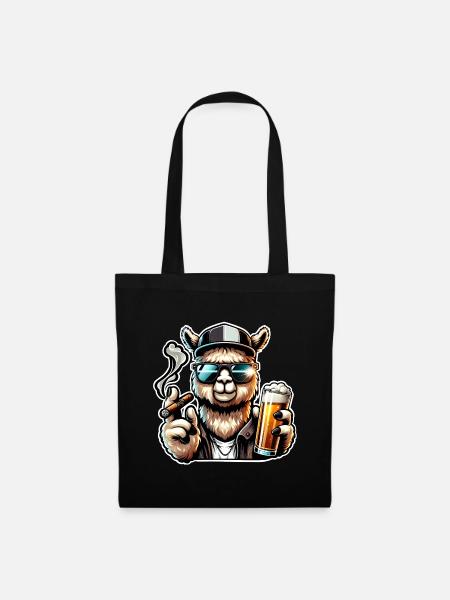 Alpaka Bier Zigarre - Stoffbeutel - Schwarz