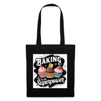 Bäcker-Superpower-Design - Stoffbeutel - Schwarz - Vorne