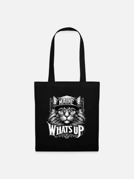 Maine Coon Katze cool Was geht Hip Hop Geschenk - Stoffbeutel - Schwarz