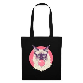Ragdoll Katze Brille Kaugummi - Stoffbeutel - Schwarz - Vorne