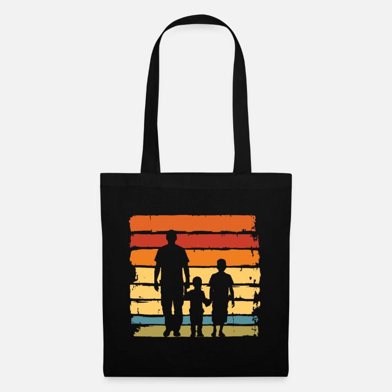 Vatertag Vater mit zwei Söhnen retro vintage - Stoffbeutel - Schwarz