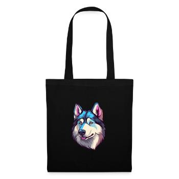 Husky Chien Race Aquarelle Dessin animé Kawaii Coloré - Sac en tissu - noir - Devant
