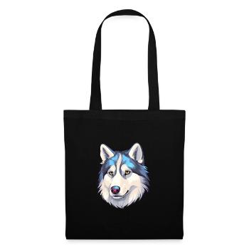 Husky Sibérien Race Chien Aquarelle Dessin Animé Kawaii - Sac en tissu - noir - Devant