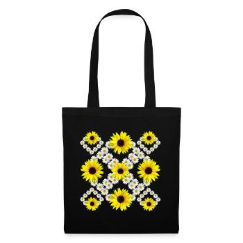 blooming daisies blossom and sunflowers floral - Tote Bag - black - Front