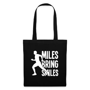 Les miles apportent des sourires - Dicton de course - Sac en tissu - noir - Devant