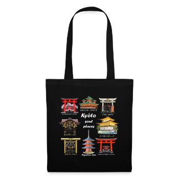 Kyoto au Japon, Sanctuaires, Temples, Dessin de château - Sac en tissu - noir - Devant