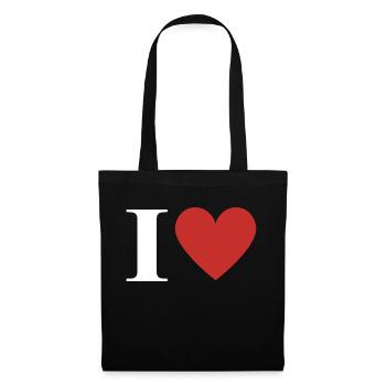 Lettre i cœur rouge - Sac en tissu - noir - Devant