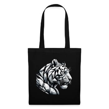 Tiger Tigerkopf geometrisch Geometrie Geschenk - Stoffbeutel - Schwarz - Vorne