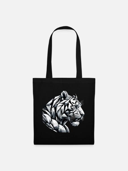 Cadeau de géométrie géométrique tête de tigre - Sac en tissu - noir