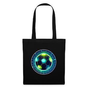 Neon Fußball Emblem mit Sternenring - Stoffbeutel - Schwarz - Vorne