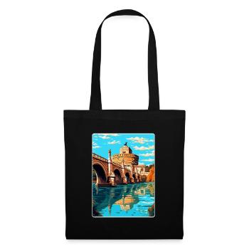 St. Angelo Brücke Italien Vintage Reiseplakat WPA - Stoffbeutel - Schwarz - Vorne