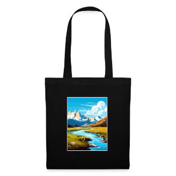 Torres Del Paine Affiche de voyage vintage souvenir - Sac en tissu - noir - Devant