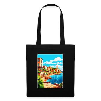 Costa Brava Spanien Vintage Reiseplakat Souvenir - Stoffbeutel - Schwarz - Vorne