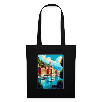 Portofino Italie Affiche de voyage vintage Souvenir WPA - Sac en tissu - noir - Devant