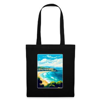 San Sebastian Spanien Vintage Reiseplakat Souvenir - Stoffbeutel - Schwarz - Vorne