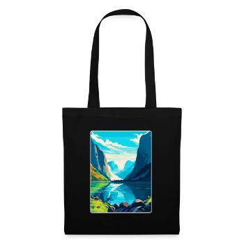 Die Fjorde Norwegen Vintage Reiseplakat Souvenir - Stoffbeutel - Schwarz - Vorne