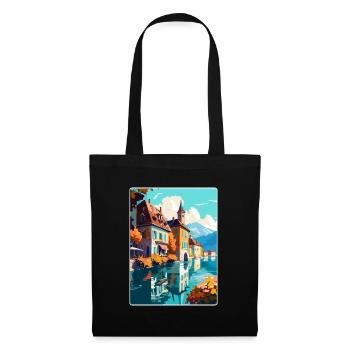 Annecy France Vintage Travel Poster WPA Souvenir - Tote Bag - black - Front