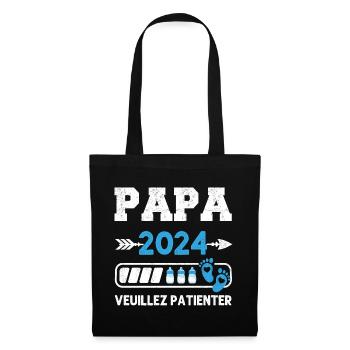 Papa 2024 annonce naissance cadeau pour futur père - Sac en tissu - noir - Devant