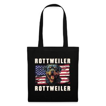 Rottweiler Hund Haustier Welpe - Stoffbeutel - Schwarz - Vorne