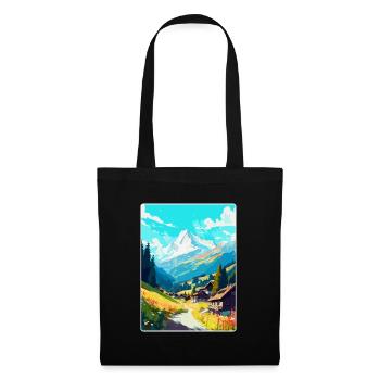 Mayrhofen Österreich Vintage Reiseposter Souvenir - Stoffbeutel - Schwarz - Vorne