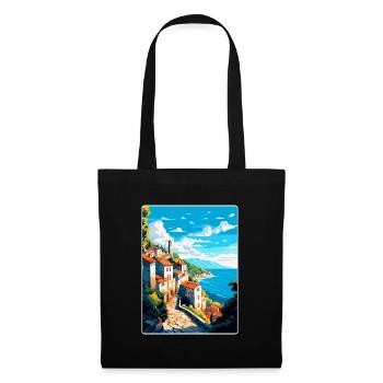 Ston Kroatien Vintage Reiseposter WPA Souvenir - Stoffbeutel - Schwarz - Vorne