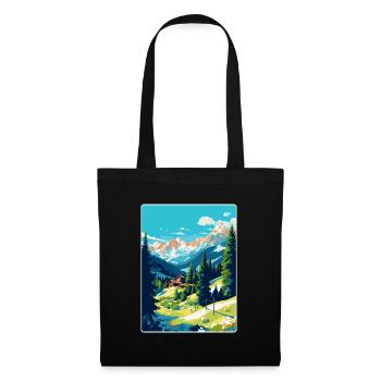 Gstaad Suisse Affiche de voyage vintage souvenir - Sac en tissu - noir - Devant