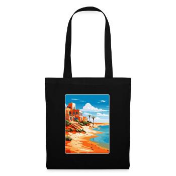 Fuerteventura Spanien Vintage Reiseplakat Souvenir - Stoffbeutel - Schwarz - Vorne