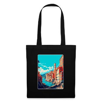 Gênes Italie Affiche de voyage vintage WPA Art Souvenir - Sac en tissu - noir - Devant