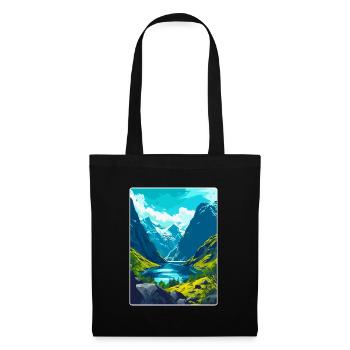 Die Fjorde Norwegen Vintage Reiseplakat Souvenir - Stoffbeutel - Schwarz - Vorne