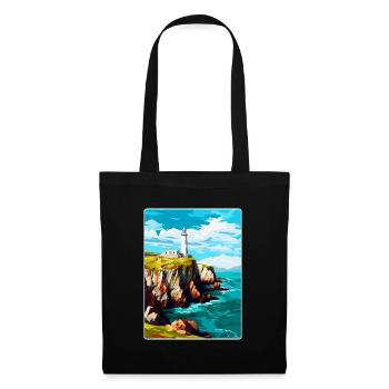 South Stack Cliffs Anglesey Affiche de voyage vintage - Sac en tissu - noir - Devant