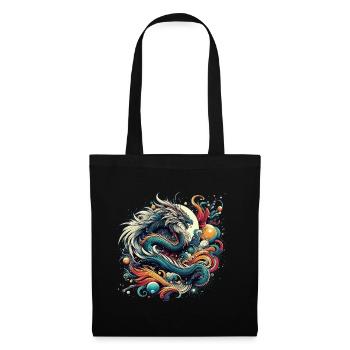 Mystical Dragon in Colorful Abstract Swirls - Tote Bag - black - Front