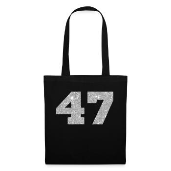 Number 47 Silver Glitter - 47th Anniversary - Tote Bag - black - Front
