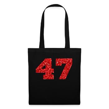 Number 47 Red Glitter - 47th Anniversary - Tote Bag - black - Front