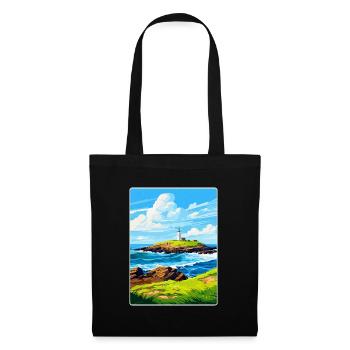 Godrevy Point England Uk Travel Poster Souvenir - Tote Bag - black - Front