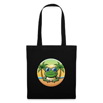 Frog Funny Cartoon Summer Beach Sunglasses Sticker - Tote Bag - black - Front